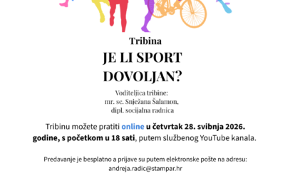 Tribina za roditelje: “Je li sport dovoljan?”